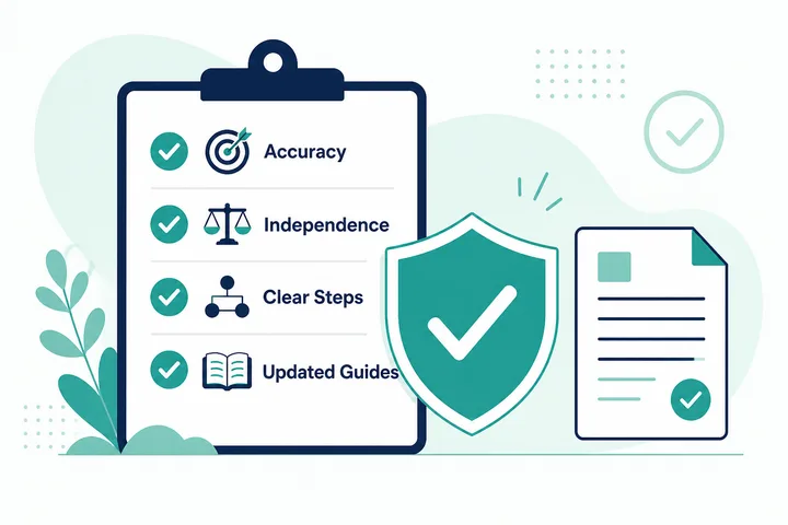 Illustrative checklist representing editorial standards