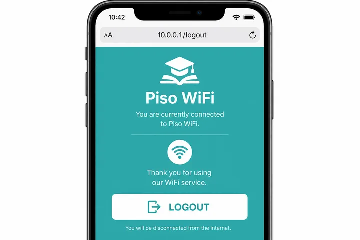 Piso WiFi logout button on 10.0.0.1 portal