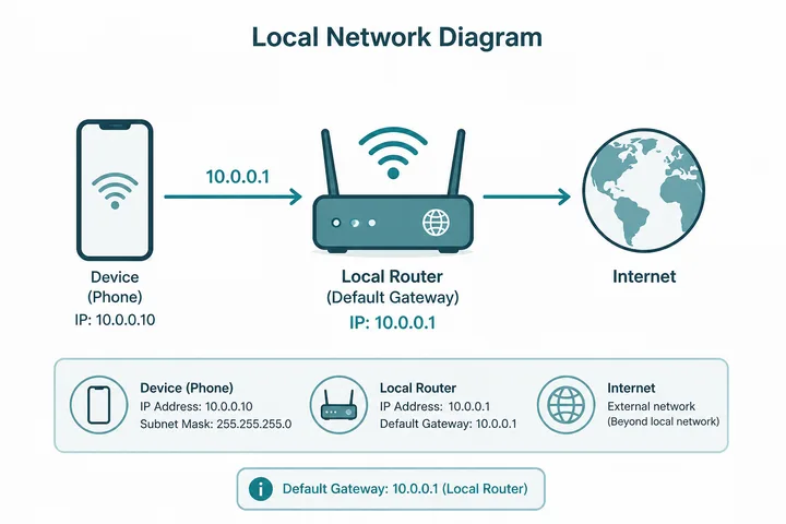 Device using 10.0.0.1 as the local router and default gateway