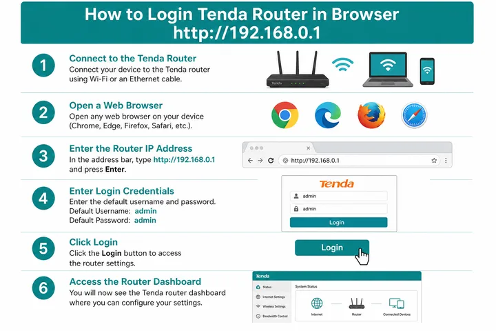 How to login to Tenda router in browser with 192.168.0.1